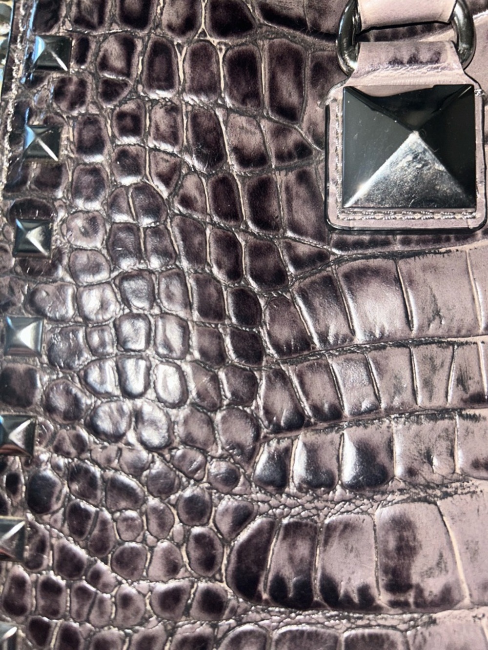 Michael Kors Hamilton Grey Crocodile Embossed with Studs - Picture 7 of 9